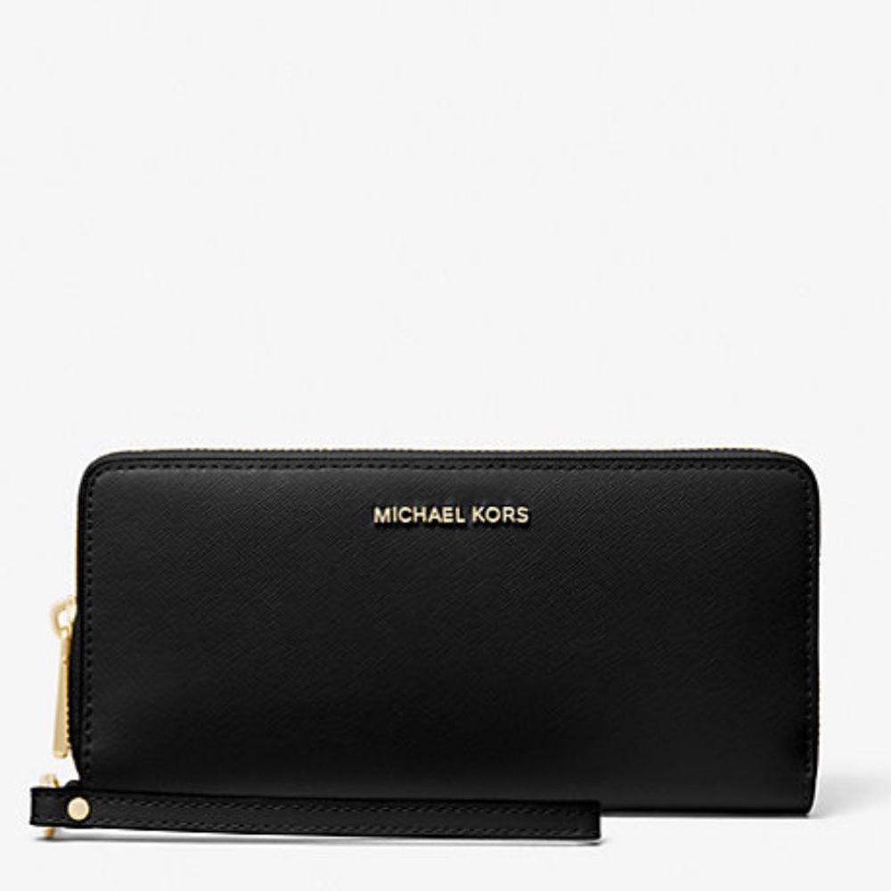 Michael Kors Large Saffiano Leather Continental Wallet Black